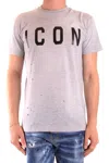 Dsquared2 White Crewneck T-shirt With Maxi Logo Print On The Front In Cotton Man In Multicolor