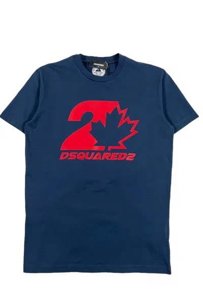 Dsquared2 Graphic Print Crew Neck Short Sleeves T-shirts In Blue