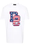 Dsquared2 Crew Neck Graphic Print Cotton Jersey Texture In White