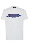 Dsquared2 White Crewneck T-shirt With Logo Print On The Front In Cotton Man In White
