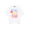 Dsquared2 White Round Neck T Shirt With Printed Maxi Logo On The Front And Heart Detail In Cotton Woman In White