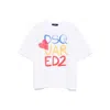 Dsquared2 White Round Neck T Shirt With Printed Maxi Logo On The Front And Heart Detail In Cotton Woman In White