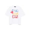 Dsquared2 White Round Neck T Shirt With Printed Maxi Logo On The Front And Heart Detail In Cotton Woman In White