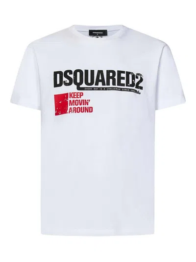 Dsquared2 Keep Moving Around Cool Fit T-shirt In White