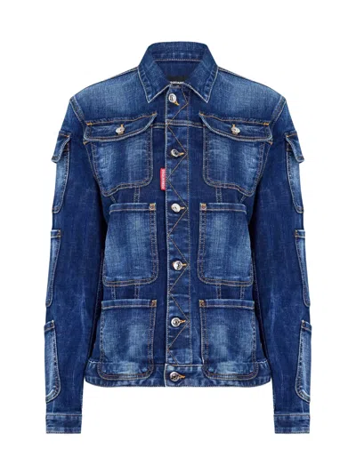 Dsquared2 Tactical Jean Denim Jacket In Navy