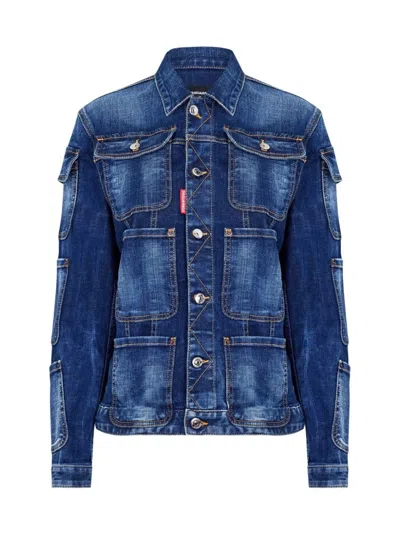 Dsquared2 Tactical Jean Denim Jacket In Blue