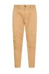 Dsquared2 Tailored Beige Trousers With Soft Cotton-elastan Blend In Nude