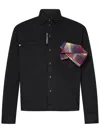 Dsquared2 Tailored Black Cotton Denim Carpenter Shirt In Brown