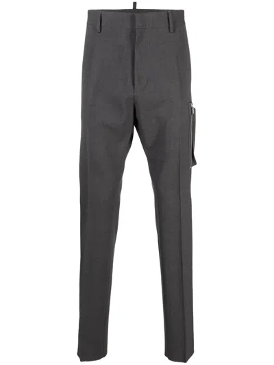 Dsquared2 Tailored Wool Blend Cargo Trousers In Grey
