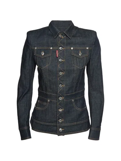Pre-owned Dsquared2 Tailored-fit Button-down Denim Jacket In Blue