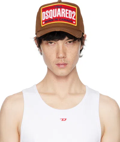Dsquared2 Tan 'born In Canada' Baseball Cap In Hazel+red