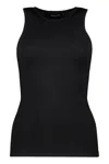 Dsquared2 Compact Knit Viscose Stretch Tank Top In Black