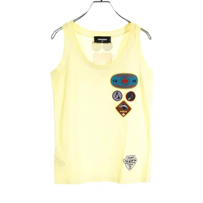 Dsquared2 Tank Top Patch Cotton Multicolor Vintage Processing In Yellow