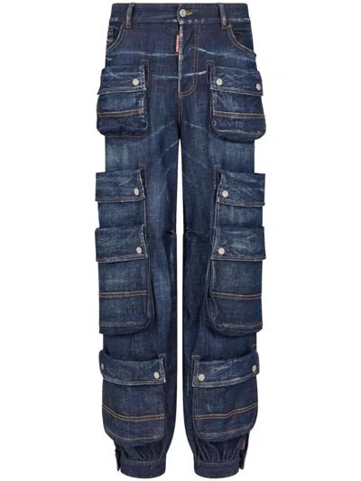 Dsquared2 Tapered Cargo-pocket Jeans In Denim