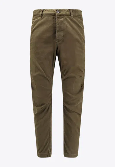 Dsquared2 Sexy Stretch Cotton Chino Pants In Military Green