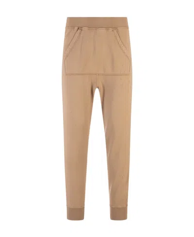 Dsquared2 Tapered Cotton Track Pants In Nude