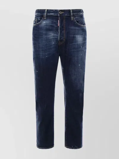 Dsquared2 Tapered Denim Distressed Detailing In Blue