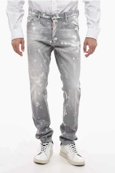 Dsquared2 Tapered Fit Cool Guy Denims With Paint Motif In Grey