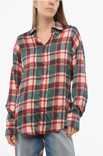 DSQUARED2 TARTAN PATTERNED EASY DEAN SATIN SHIRT