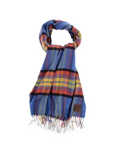 Dsquared2 Tartan-check Fringed-trim Scarf In Blue