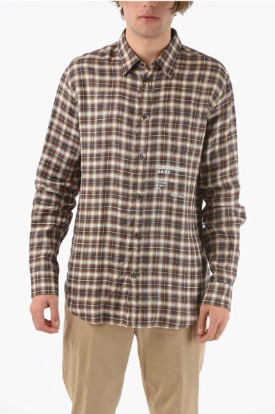 Dsquared2 Tattersall Check Pattern Shirt With Contrasting Logo In Brown