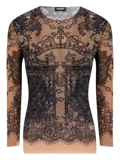 Dsquared2 Tattoo T-shirt In Brown