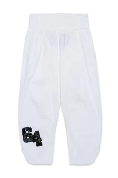 Dsquared2 Kids' Technical Cotton Branded Pants In White