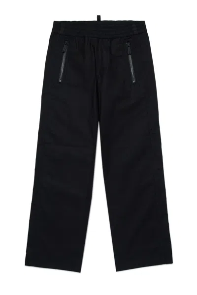 Dsquared2 Technical Cotton Tennis Pants In Black