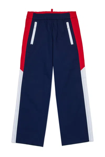 Dsquared2 Technical Cotton Tennis Pants In Blue