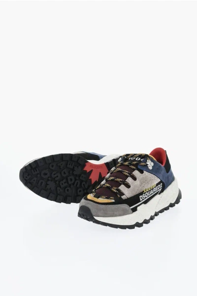 Dsquared2 Technical Fabric And Leather Free Sneakers With Running Sole In Multi