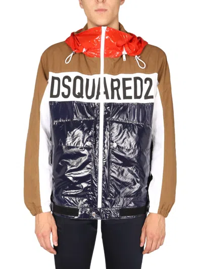 Dsquared2 Colourblock Logo Zip Jacket In Multicolour