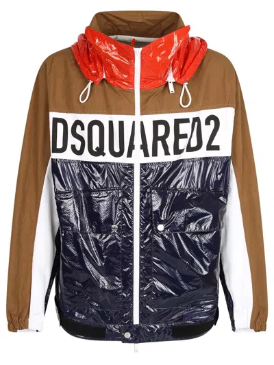 Dsquared2 Colourblock Logo Zip Jacket In Multicolor