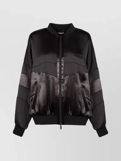 Dsquared2 Technical Fabric Bomber Sweatshirt In Black