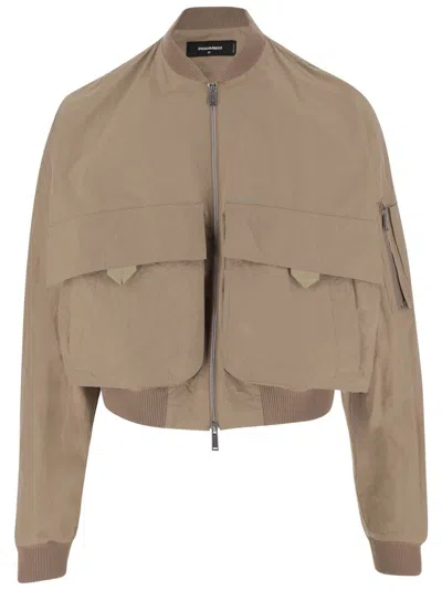 Dsquared2 Technical Fabric Jacket In Neutrals