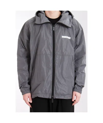 Dsquared2 Technical Fabric Urban Windbreaker In Gray