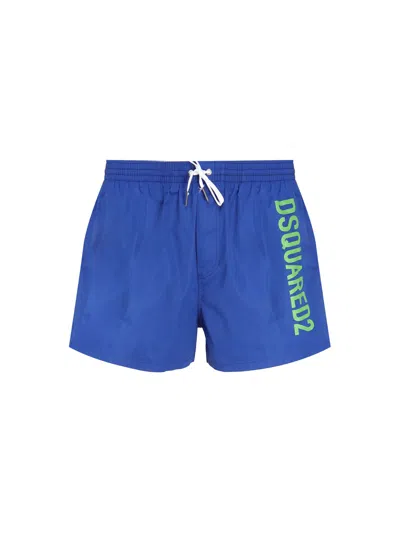 Dsquared2 Man Swim Trunks Blue Size 38 Polyamide In Blue