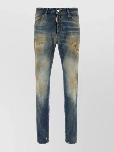 Dsquared2 Teddy Denim Jeans Belt Loops Five Pockets In Blue