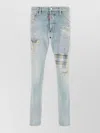 Dsquared2 Teddy Denim Jeans Patchwork Distressed Design In Blue