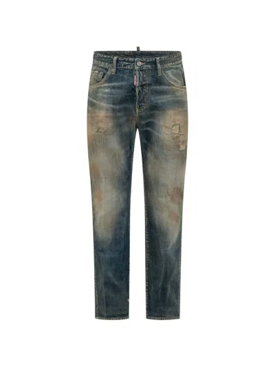 Dsquared2 Teddy Distressed-finish Jeans In Blue