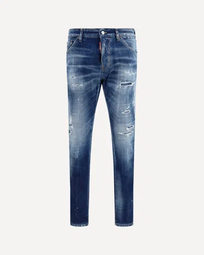 Dsquared2 Teddy Distressed Slim Jeans In Blue