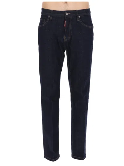 Dsquared2 Teddy Straight-leg Dark Indigo Cotton Jeans In Black