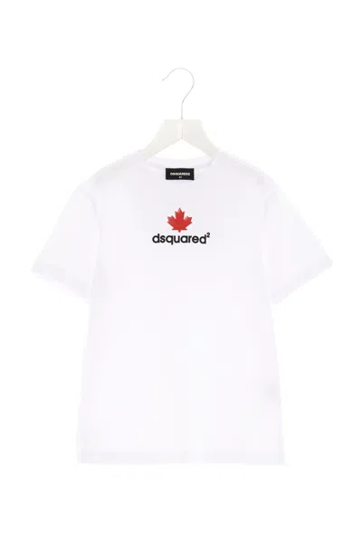 Dsquared2 Teen Logo Crew-neck T-shirt In White