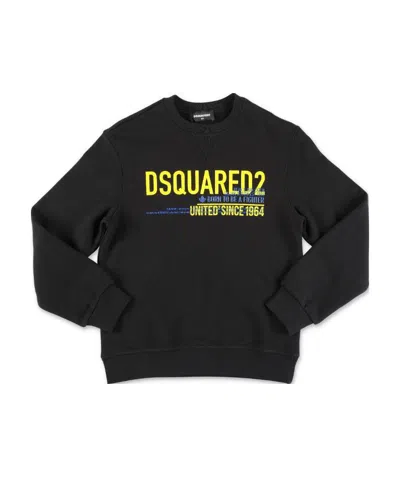 Dsquared2 Teen Logo-print Cotton Sweatshirt In Black
