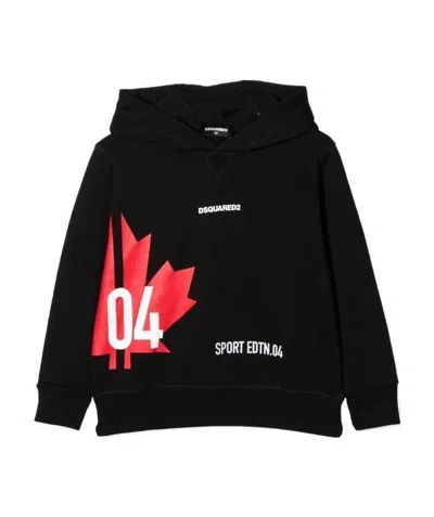 Dsquared2 Teen Logo Print Hoodie In Black