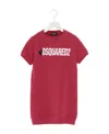 Dsquared2 Teen Logo-print Short-sleeve T-shirt Dress In Red