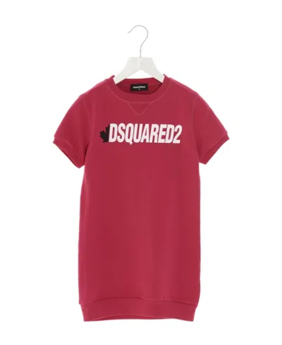 Dsquared2 Teen Logo-print Short-sleeve T-shirt Dress In Red