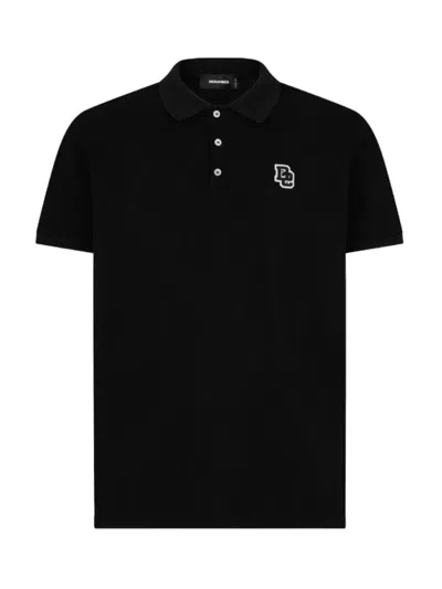 Dsquared2 Tennis Fit D2 Logo Polo Shirt In Black