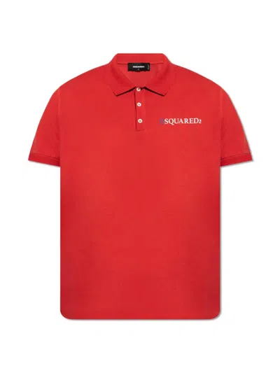 Dsquared2 Logo-printed Short-sleeved Polo Shirt In Red