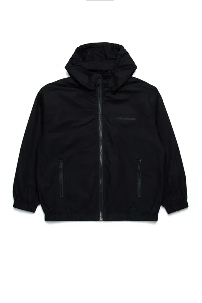 Dsquared2 Tennis-style Windbreaker Jacket In Black