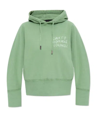 DSQUARED2 DSQUARED2 WHITE FADE DEAN FIT HANDWRITTEN LOGO HOODIE